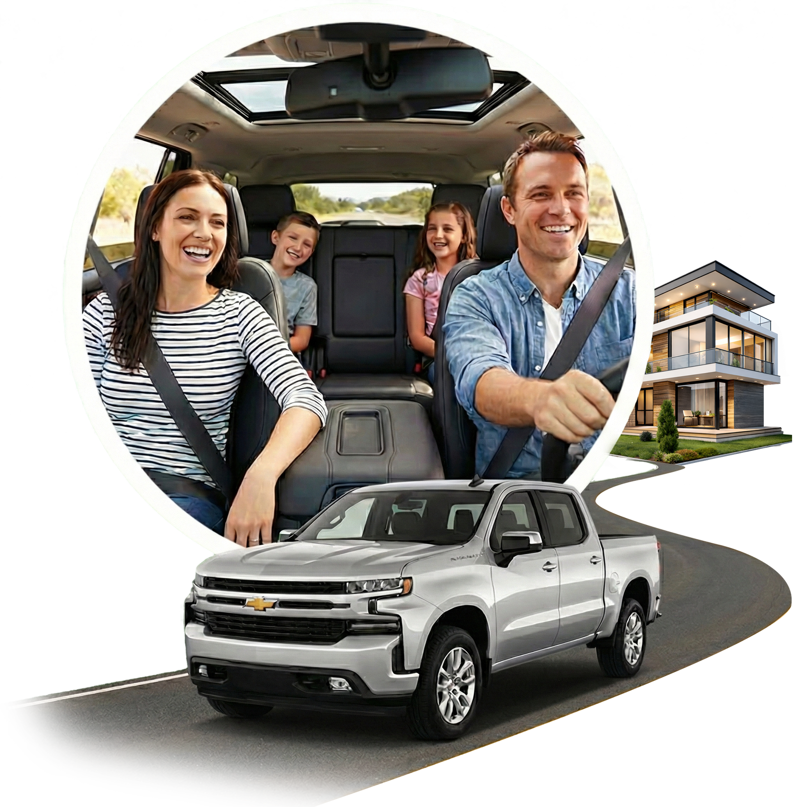 Família segura no carro